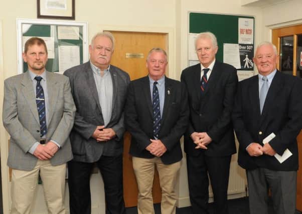 The top table at Selkirk Golf Club's dinner last Friday; Les McAllister, Rory McLeod, captain Jackson Cockburn, John Smail and Paul Tomlinson (picture by Grant Kinghorn).
