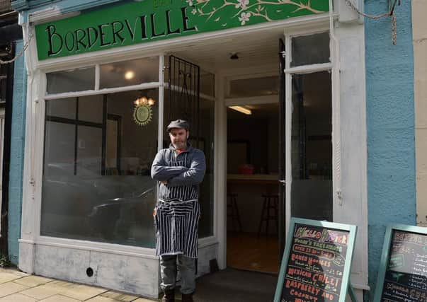 Andy Steele at Hawick's Borderville vegan cafe.