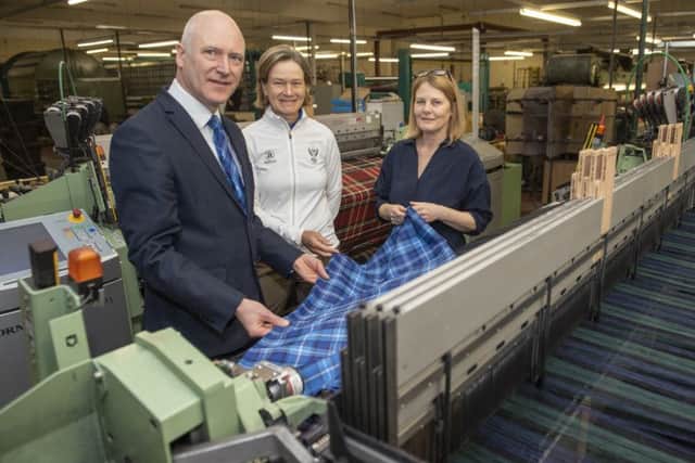 Minister Joe FitzPatrick at Lochcarron in Selkirk with Catriona Matthew and Dawn Robson-Bell.