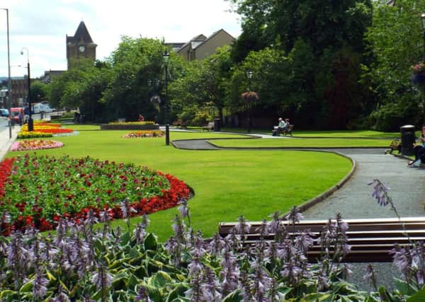 Bank St Gardens, Galashiels ... normally blooming lovely in the summer.