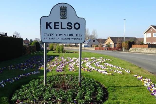 The eastern entrance to Kelso, blooming with crocuses, thanks to the towns Rotarians.