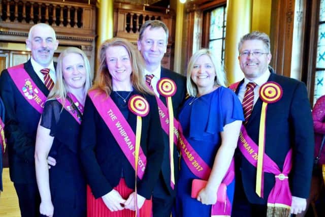 Whipman elect and lass Guy and Delia Thorley with their henchmen and lasses.