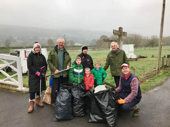 A team of volunteers in Melrose taking part in the 'seven towns one river' Tweed Clean.