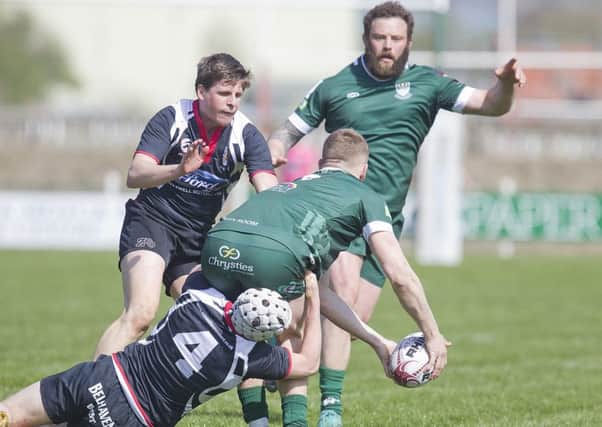 Hawick's Bruce McNeil calls for the ball against Kelso (picture by Bill McBurnie).