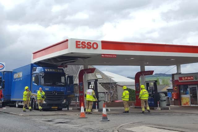 A lorry driver showed he hadn't a clue how high his vehicle was in Peebles today, shearing a good stretch off the roof.