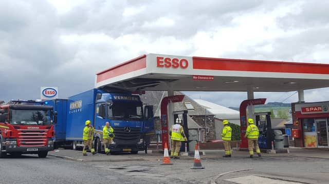 A lorry driver showed he hadn't a clue how high his vehicle was in Peebles today, shearing a good stretch off the roof.