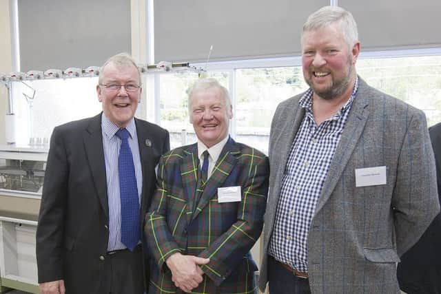 Councillors, from left, George Turnbull, Davie Paterson and Neil Richards at Hawick's new textile skills training centre.