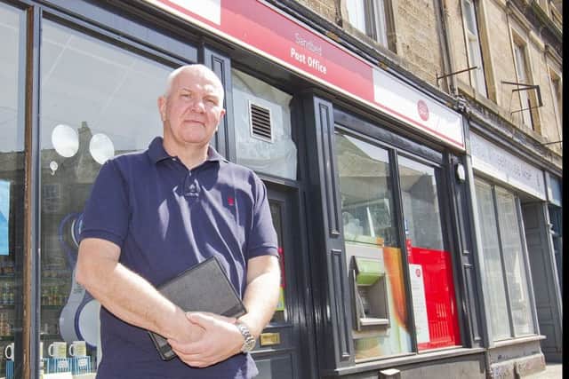 Councillor Watson McAteer at Hawick's Sandbed Post Office.