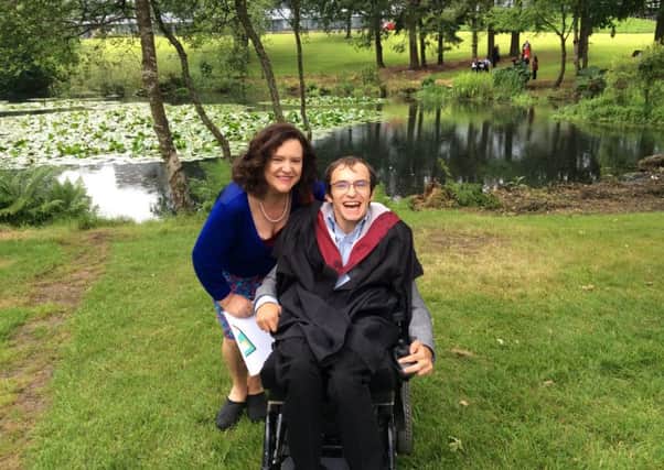 Proud day...Josh Hepple's graduation from Stirling University with a degree in Law in 2014 resulted in the formation of TalkTime Scotland. His mum Seonaid Cooke is the director of the Scottish charity, founded in Edinburgh in 2015.