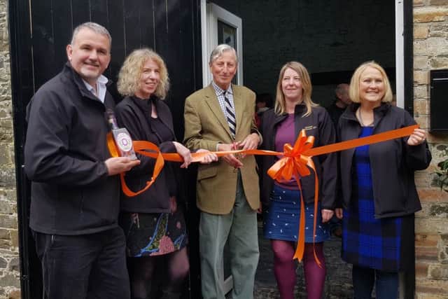 From left: Allan Walker, Jane Gentleman, Sir Michael Strang Steel, Emma Gentleman and Susan Myatt at the cutting of the ribbon. Not in picture: David Myatt.