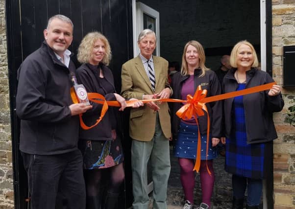 From left: Allan Walker, Jane Gentleman, Sir Michael Strang Steel, Emma Gentleman and Susan Myatt at the cutting of the ribbon. Not in picture: David Myatt.