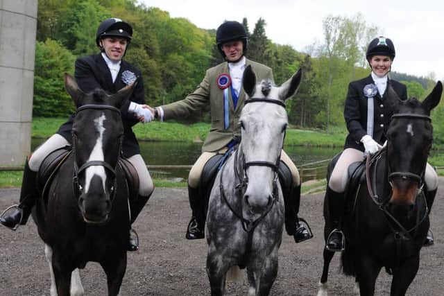 Braw Lad Robbie Lowrie, Selkirk Standard Bearer Craig Monks and Braw Lass Nicola Laing.