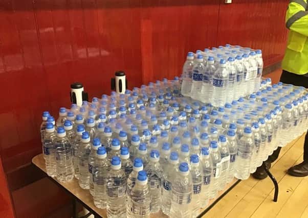 The council posted this photo on Facebook on Sunday night, saying the bottles were to keep their counters hydrated, and angering many of its followers.