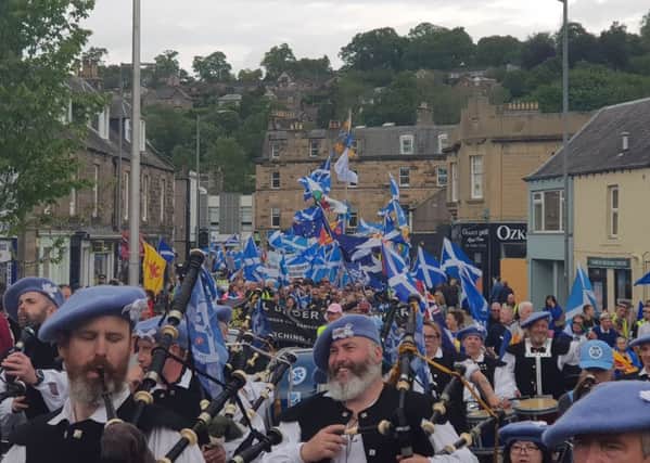 Thousands of indepedence supporters filled the streets of Galashiels yesterday in the All Under One Banner event.