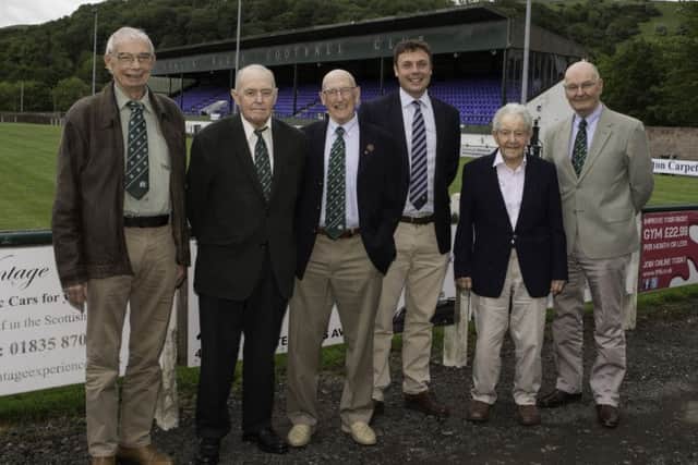 The Hawick Centurions - fine supporters of the club. From left, Brian Tait, John Park, Ian Molloy, Forbes McKenzie, Bobby McNairn and Edward Brogan.
