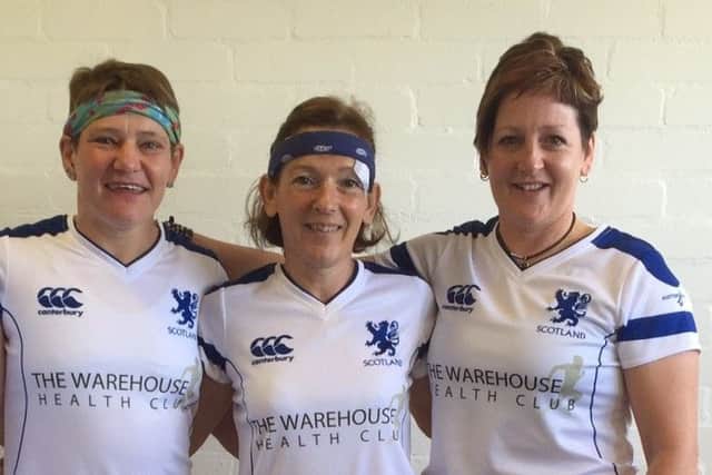 Selected for Scotland - left to right Jackie Wilson, Carolyn and Janet Jack.