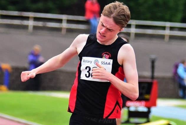Euan Hood (Peebles HS) came third in the U20s 800m with a time of 1:58.56, (picture: Neil Renton)