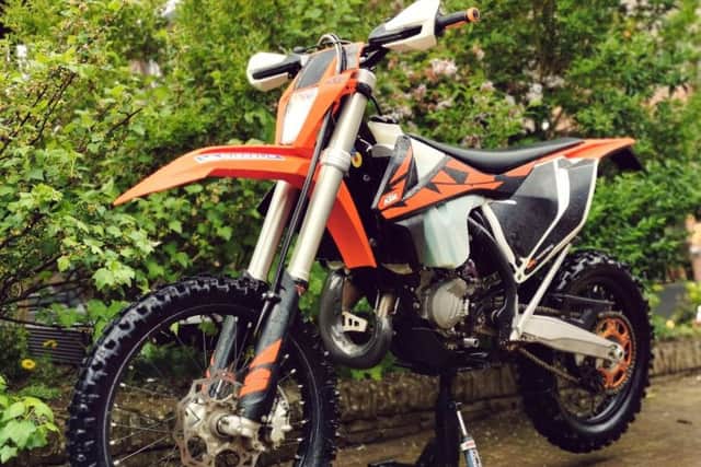 The 2018 KTM 125 XC-W off road Enduro bike stolen from Kelso between June 7 and 14.