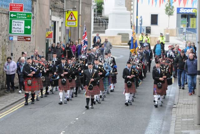 The Ex-Soldiers are led to the war memorial for the act of remembrance at 5.30am.