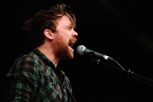 WOODFORD, AUSTRALIA - AUGUST 01: Scott Hutchison of Frightened Rabbit performing on stage in 2010. (Photo by Mark Metcalfe/Getty Images)