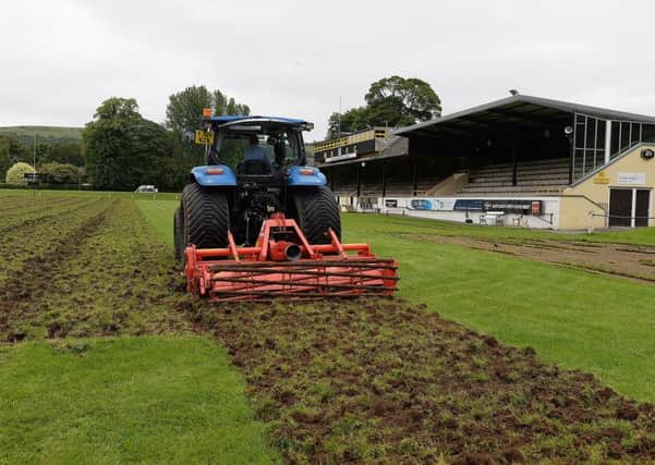 The Greenyards turf is rotovated ahead of the creation of a new 3G pitch there.