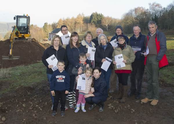 Objectors at the site of the proposed development near Dingleton Road, Melrose.