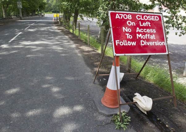 A708 road closure sign at Selkirk.