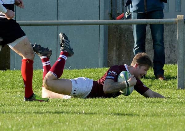 Craig Russell corner touch down, Kelso v Gala, 2017.