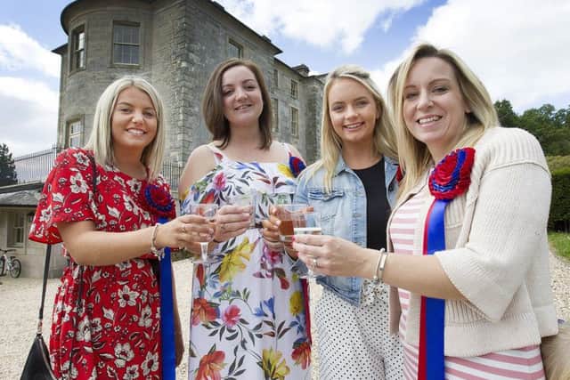 The lasses Chloe Wight, Dani Kirkman, Amy Headspath and Katie Reid outside Edgerston House.