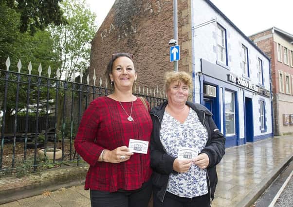 Wilma Howe and Maria Gray at the site of the Railway Inn in Galashiels.