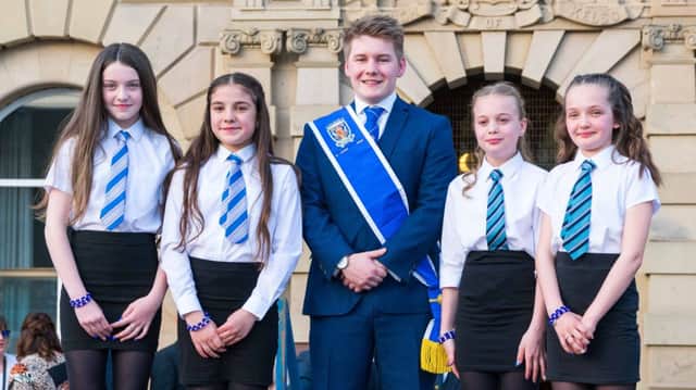 2019 Kelso Laddie Mark Henderson with his colour bussers Ellie Burton, Madison Weymss, Codi Watson and Skye Nairn.