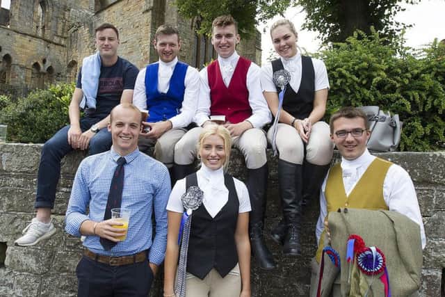Visiting principals from Selkirk and Galashiels relax after Friday's ceremonial rideout.