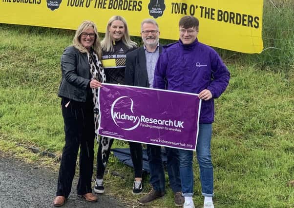 From left, Sharon Sheridan, Scotland fundraising manager with Kidney Research UK, Harley Lothian, marketing manager of Hillside Outside Ltd, with TIm McLean and Joseph McLean.