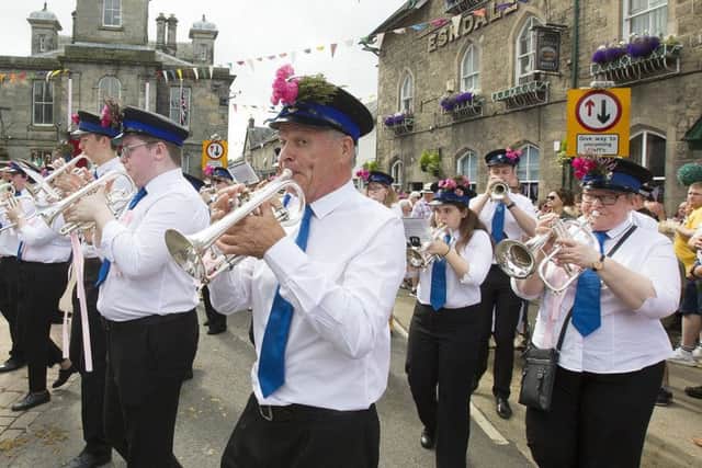 Langholm Town Band take part in the parade.