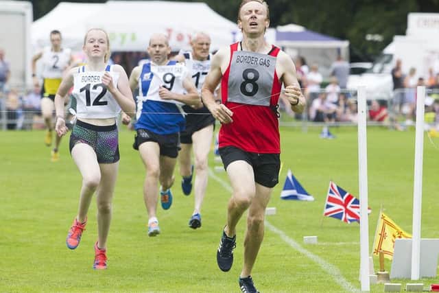Number eight, Matthew Fleming, from Kelso, won the 800m open ahead of Emma Brus of TLJT (picture by Bill McBurnie)