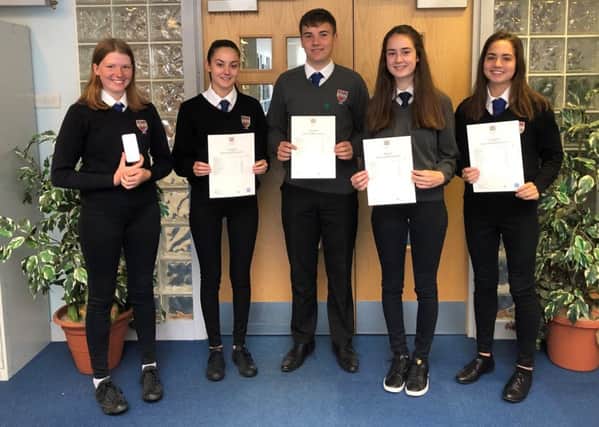 Exam results 2019 
Becky Forster, Amy Davenport, Gareth Williams, Blythe Duff and Sarah Davenport from Jedburgh Grammar were among those celebrating.