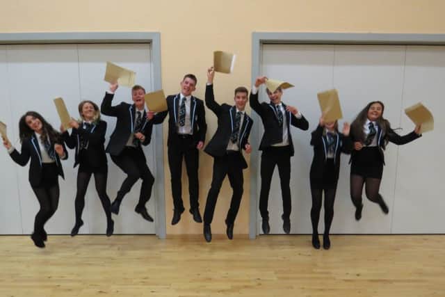 Earlston High School pupils celebrating their results.
