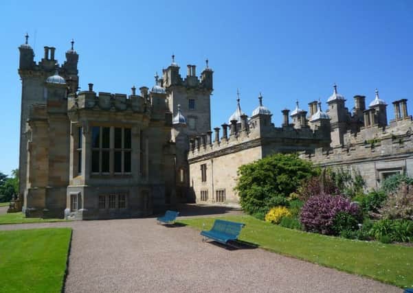 Witnesses are being sought to the three-car collision on Friday afternoon, at the entrance to Floors Castle, pictured above.