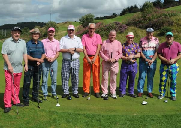 Pictured are John Coyle, Tug Wilson, Gerald Beggs, George Grant, Les Rutherford, Selkirk Golf Club Captain Jackson Cockburn, Mitchell Thomson, Peter Henderson and Andrew Webster (photo by Grant Kinghorn).
