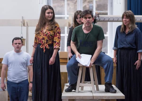 Cast members rehearsing for Scottish Opera's Amadeus and the Bard.
