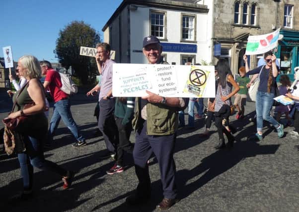 Climate change protesters at Peebles
