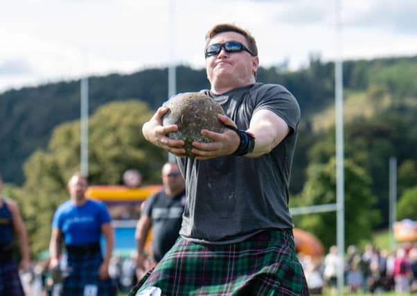 Daniel Carlin won every heavy event at Peebles Highland Games