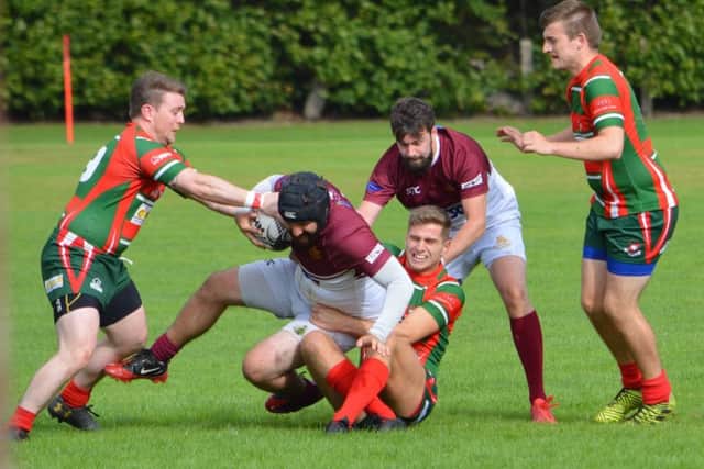 It was a close game all round between Gala YM in maroon, and Dalkeith (picture by Brian Gould)