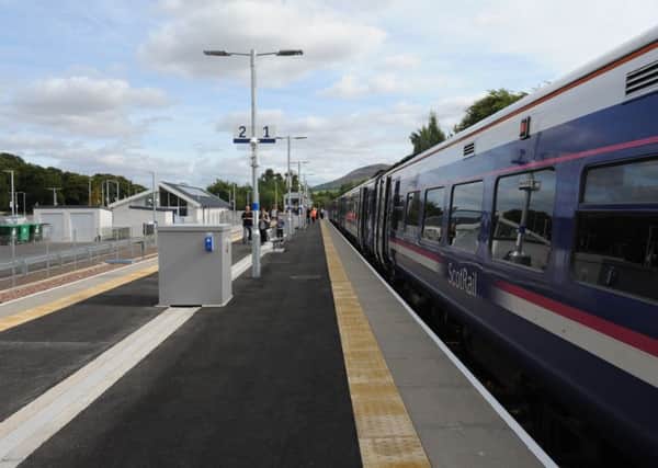 ScotRail train at Tweedbank station, the end of the line for the Borders Railway line