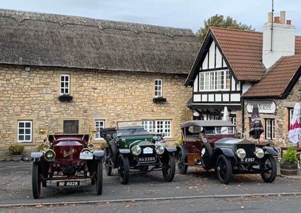 Last Thursday saw 28 special guests arrive for lunch at the Border Hotel, Kirk Yetholm  each one over 100 years old. 
The vehicles were taking part in the Eildon Ramble Vintage Car Rally which ran from September 23-28.