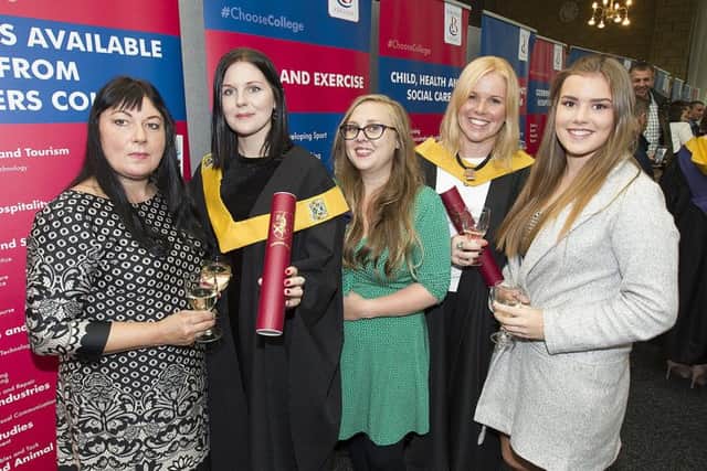 Lindsay Holmes from Galashiels, Stella Holmes, Jade Malcolm, Vivian Murray-Bell, Leigh Murray-Bell from Hawick HNC social services.