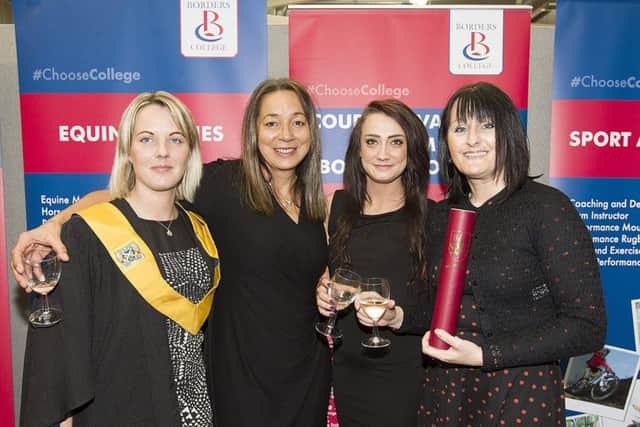 Emily Happer, Justine Gosling, Rudi Johnson and Pauline Scott-Laidlaw graduate with a HNC social services.