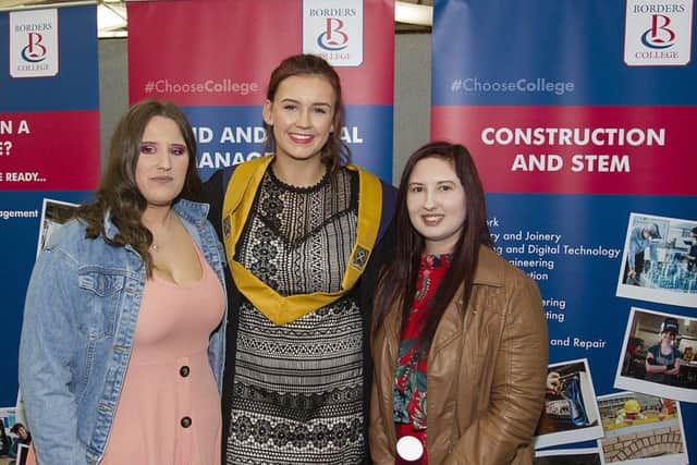 Samantha Crosbie, from Hawick, Katie Horsburgh from Gala and Andrea Brown from Hawick graduating with a HNC in childhood practice.