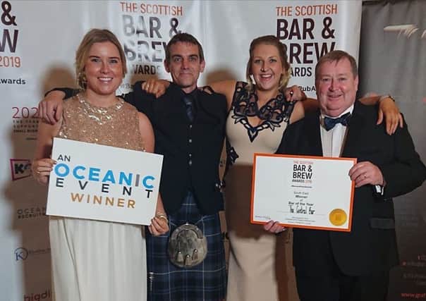Michelle Mackay, John Ferguson, Gillian Thomson and Roddy Mackay of the Central bar in Peebles at this week's Scottish Bar and Brew Awards.