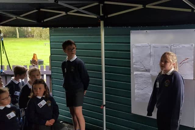 Sprouston Primary pupils give their findings on the week's weather